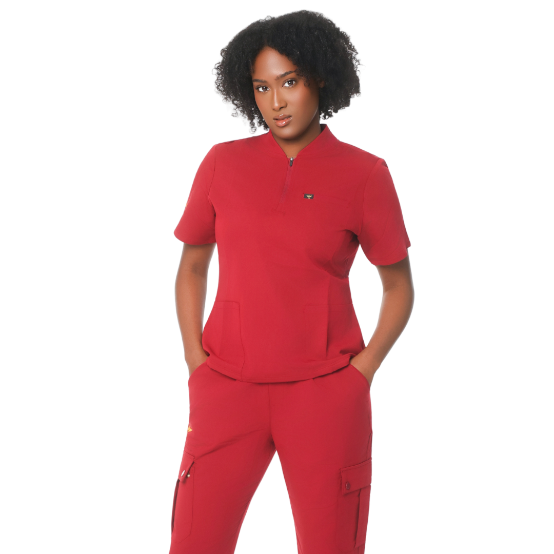luxa zip scrub top